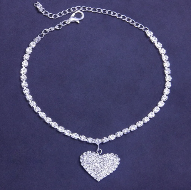 Crystal Heart Anklet
