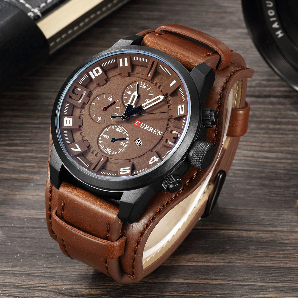Reloj Curren 8225 Café Cuero Vintage
