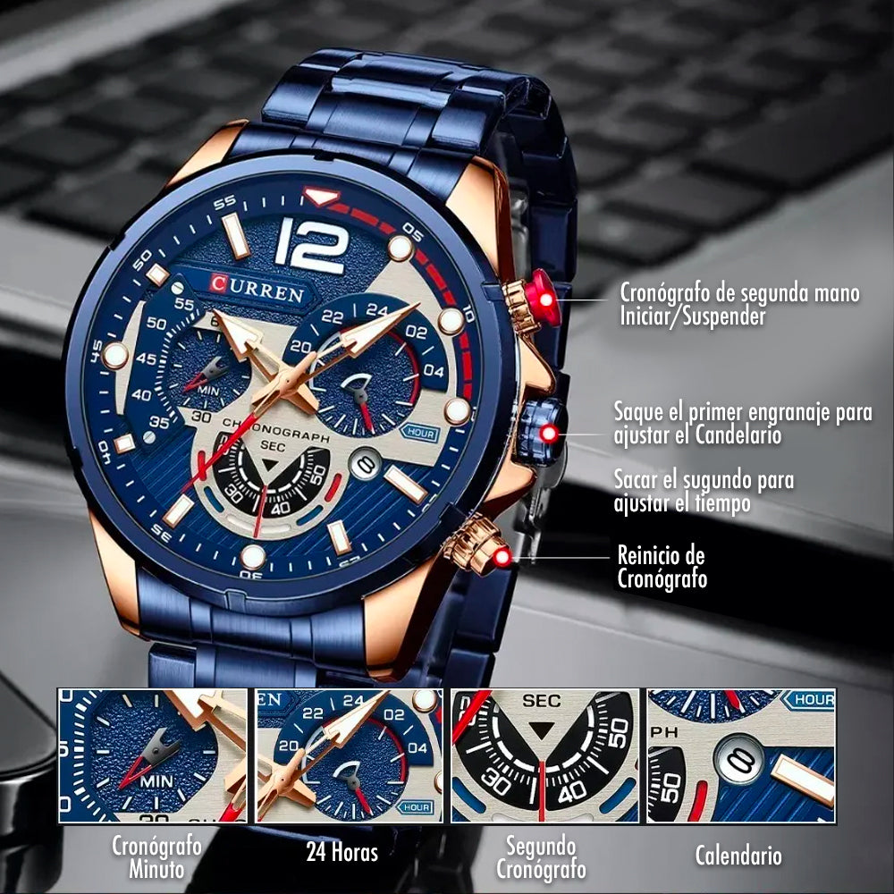 Reloj Curren 8395 Azul Cronó-Acero Inox