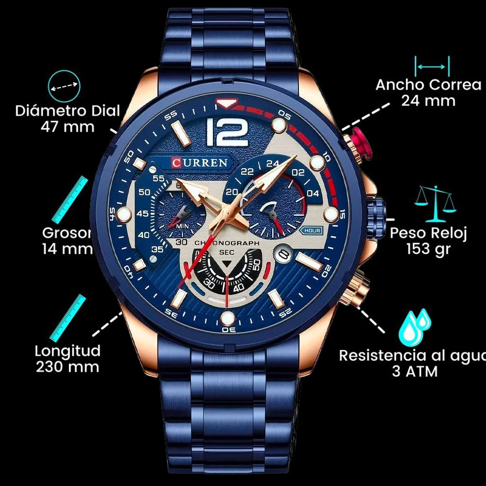 Reloj Curren 8395 Azul Cronó-Acero Inox