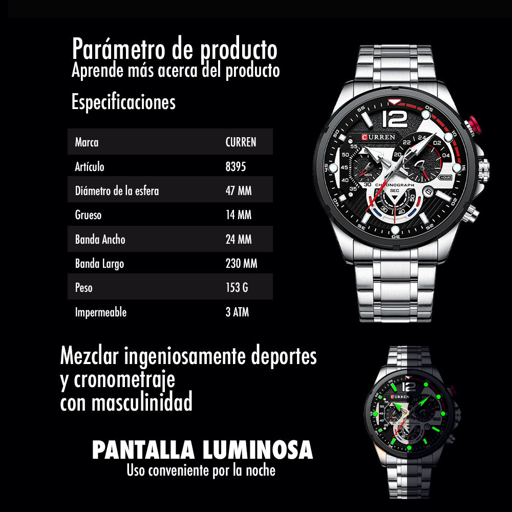 Reloj Curren 8395 Plateado - Acero Inox