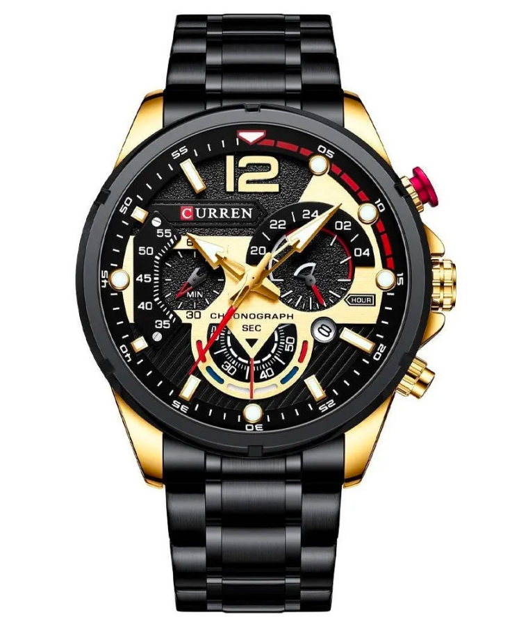 Reloj Curren 8395 Negro Dorado Acero-inox