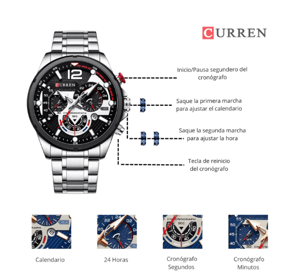 Reloj Curren 8395 Plateado - Acero Inox