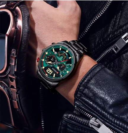 Reloj Curren 8395 Negro Verde Acero Inox