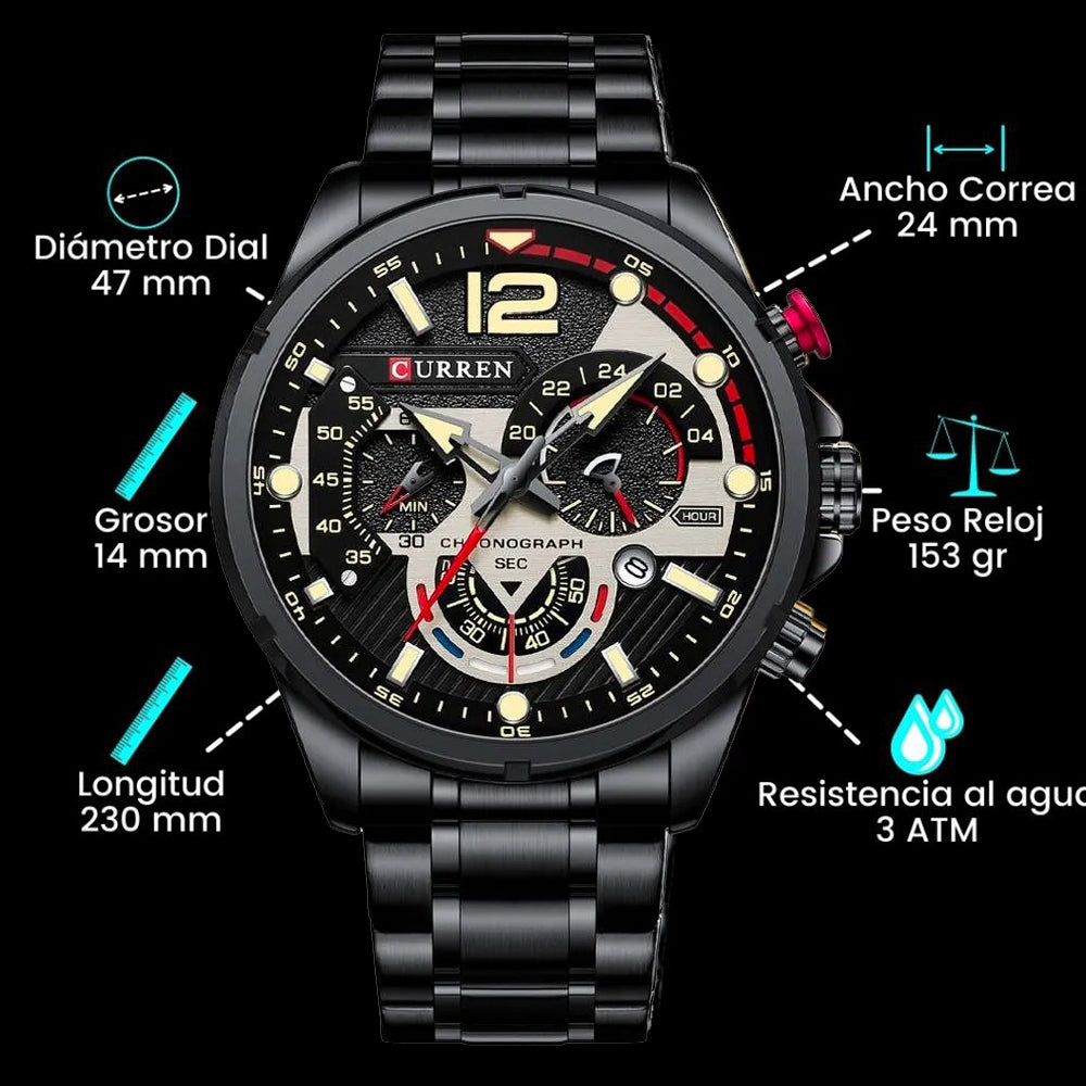 Reloj Curren 8395 Negro - Acero Inox