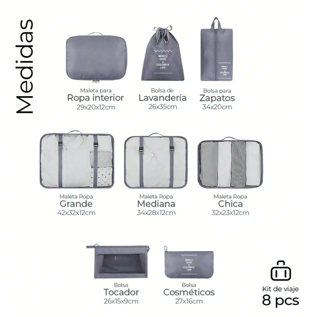 TravelMaster 8-in-1: Set Organizador de Maletas Impermeable