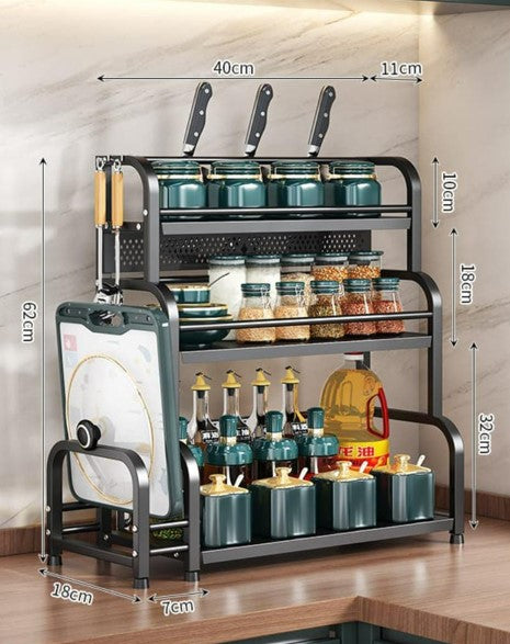 SpiceRack Supreme Estante Cocina Multifuncional 3 Niveles