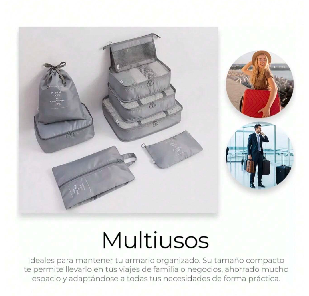 TravelMaster 8-in-1: Set Organizador de Maletas Impermeable