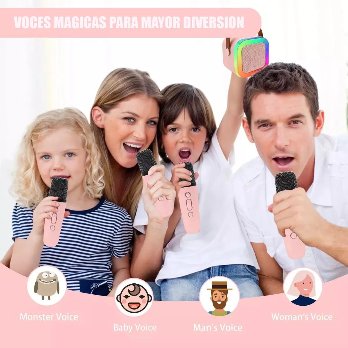 KaraokePartyBox Bocina Bluetooth con 2 Micrófonos