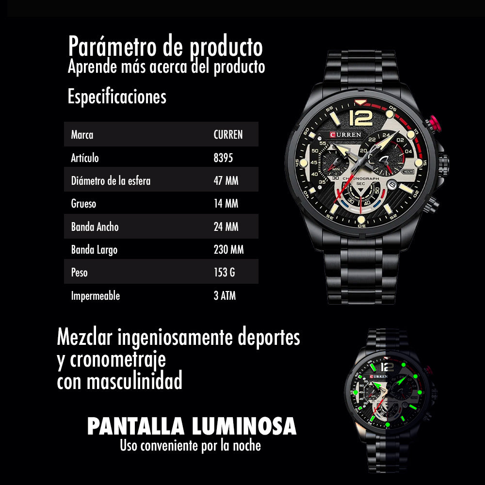 Reloj Curren 8395 Negro - Acero Inox