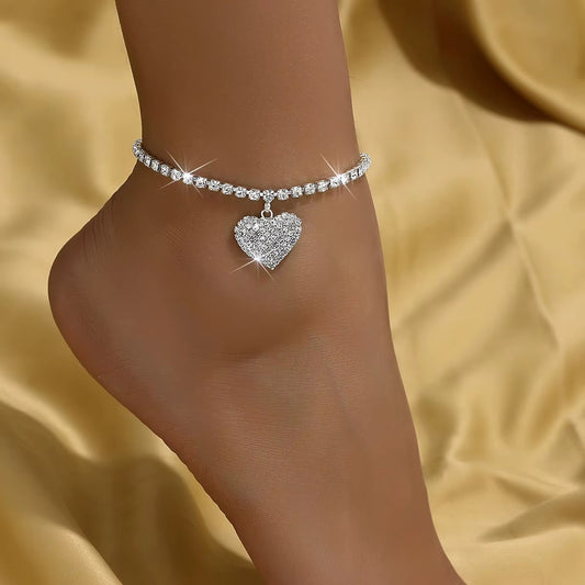 Crystal Heart Anklet